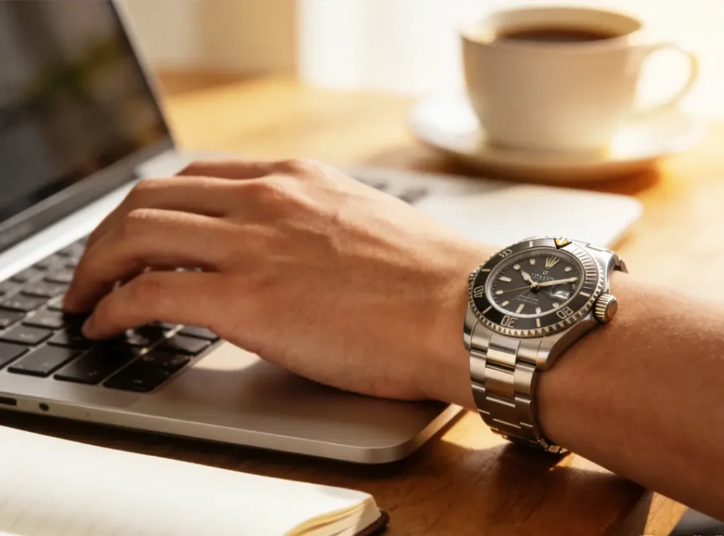 rolex style replica watch worn daily lifestyle photo